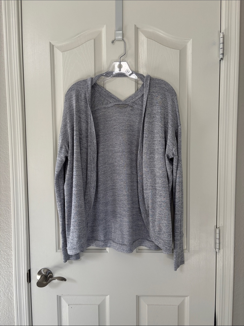 Athleta Heathered Gray Cardigan Sweater Top